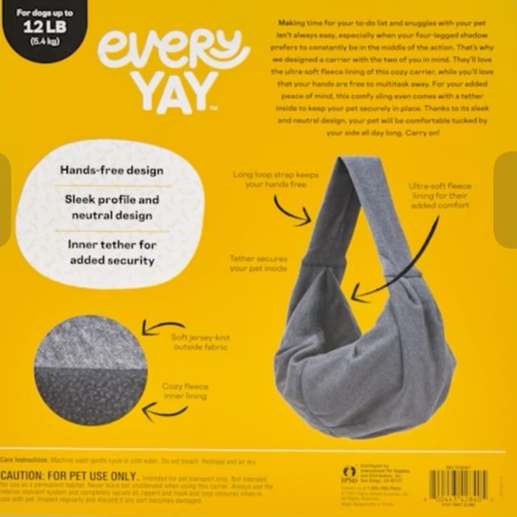 Everyway Gray Pet Sling Carrier - Picture 6 of 7
